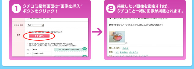 �@�@�N�`�R�~���e��ʂ́h�摜��}���h�{�^�����N���b�N�I--�A�@�f�ڂ������摜���w�肷��΁A�N�`�R�~�ƈꏏ�ɉ摜���f�ڂ���܂��B